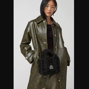 BDG Urban Outfitters Serena Black Teddy Fleece Mini Tote Bag